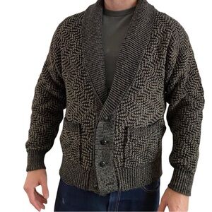 London Fog Shawl Collar Cardigan Sweater Birdseye Knit Med VTG Eclectic Grandpa